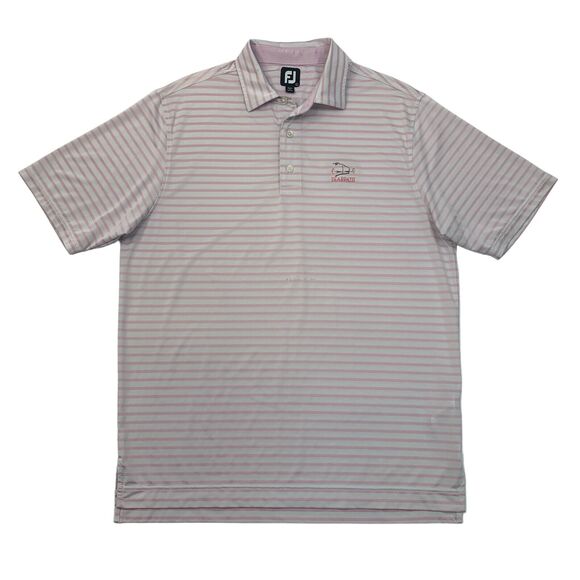 FootJoy Polo Shirt Mens L Large Pink White Short Sleeve Striped Bearpath Golf - Picture 1 of 12
